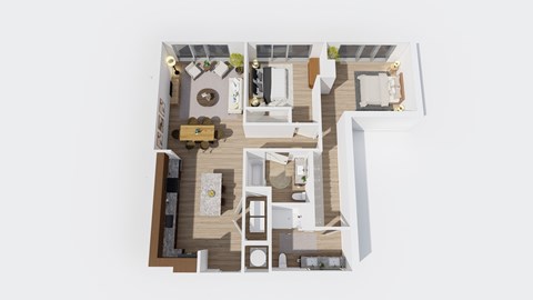 Floor plan for 2 beds, 2 baths, 1090 sqft